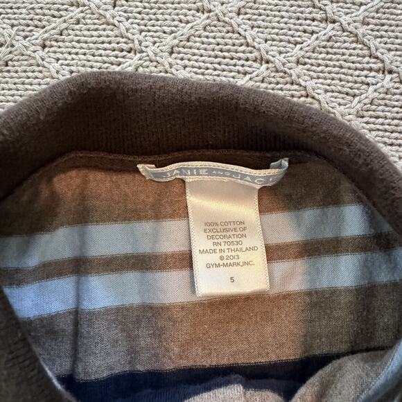 Janie and Jack Long Sleeved Brown & Blue Striped Polo Shirt ~ 5 - Picture 4 of 7